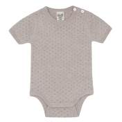 Short-Sleeved Pointelle Baby Body in Organic Cotton & Silk