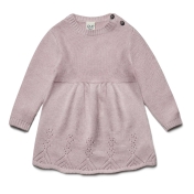 Long Sleeved Ajour Dress in Organic Cotton Long Sleeved Ajour Dress in Organic Cotton