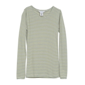 Women\'s Rib Long-Sleeved Striped Tee in Soft Organic Cotton