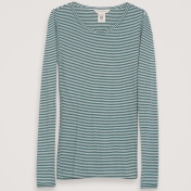 Women\'s Rib Long-Sleeved Striped Tee in Soft Organic Cotton