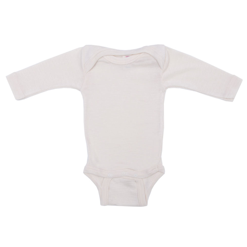 Silk & Wool Blend Baby-body, Long-sleeved - £15.99