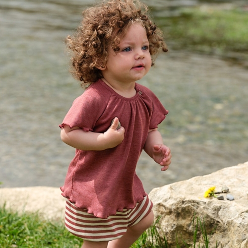 Organic Merino Wool & Silk A-Line Ruffled Baby Shirt