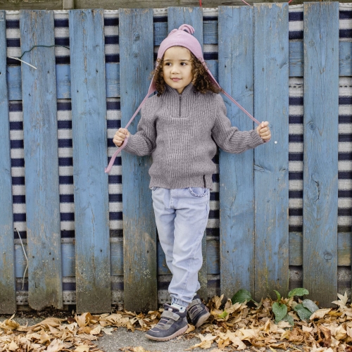 Children's Zip Necked Sweater in Merino Wool Silk Blend