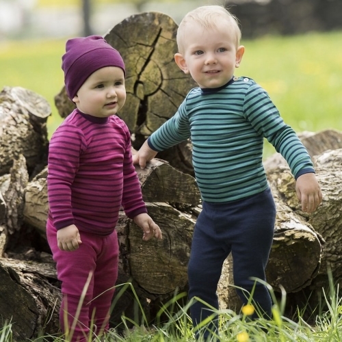 Stripy Wool/Silk Leggings  Stripy comfy leggings for active kids