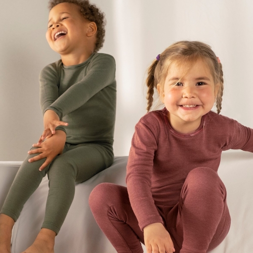 Kid's Long Sleeve Thermal Base Layer Top, 70% Organic, 48% OFF