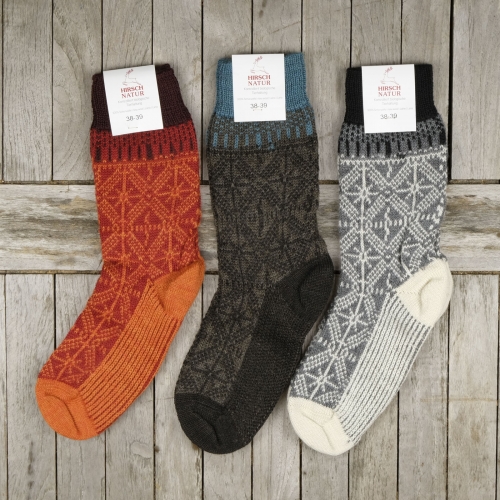 Hirsch Natur - 100% Organic Virgin Wool Socks with Grippers, Sizes