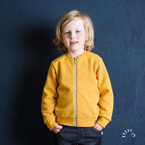 Mini Waffle Texture Zip Jacket in Organic Cotton