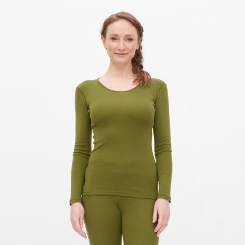 Women's Long-Sleeved Vest in Organic Wool and Cotton