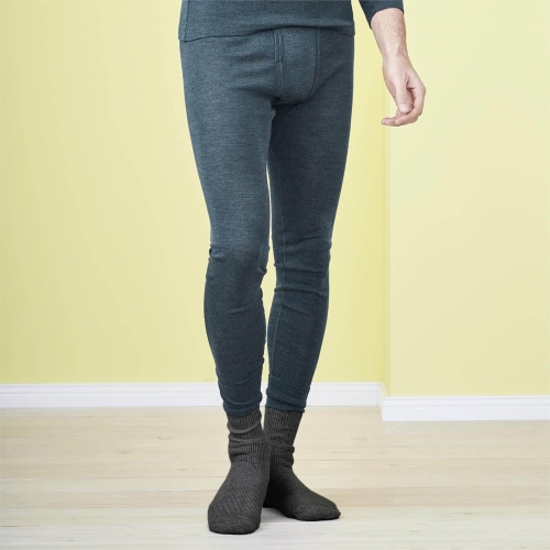 Men's Thermal Underwear Long Johns Leggings, 70% Organic Merino Wool 30%  Silk