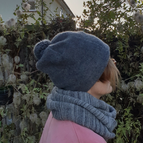 grey wool bobble hat