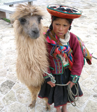 A_Quechua_girl_and_her_Llama-Thomas-Quine